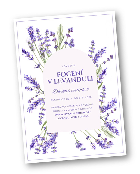 Dárkový certifikát na focení v levanduli Dárkový certifikát na focení v levanduli